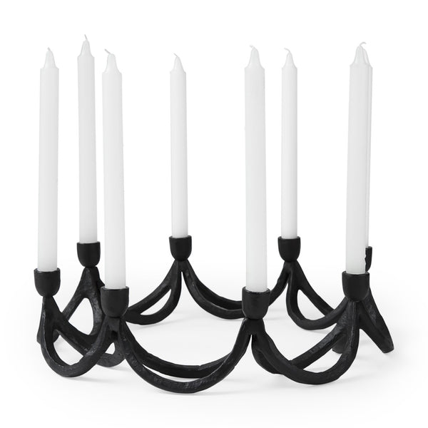 Mercana Seraph Round Candle Holder - Sculptural Iron Design for Elegant Ambiance and Stunning Table Décor 70185