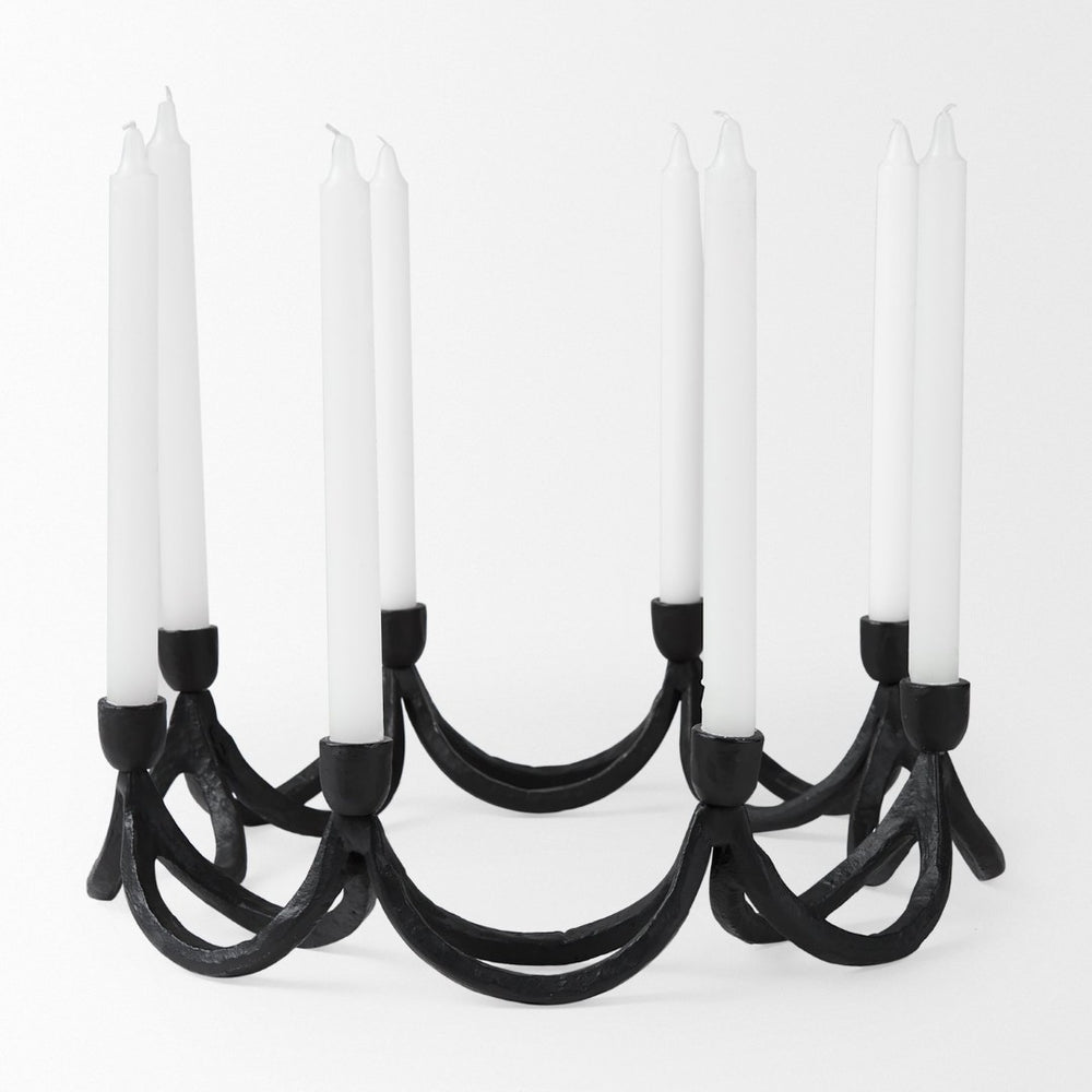 Mercana Seraph Round Candle Holder - Sculptural Iron Design for Elegant Ambiance and Stunning Table Décor 70185