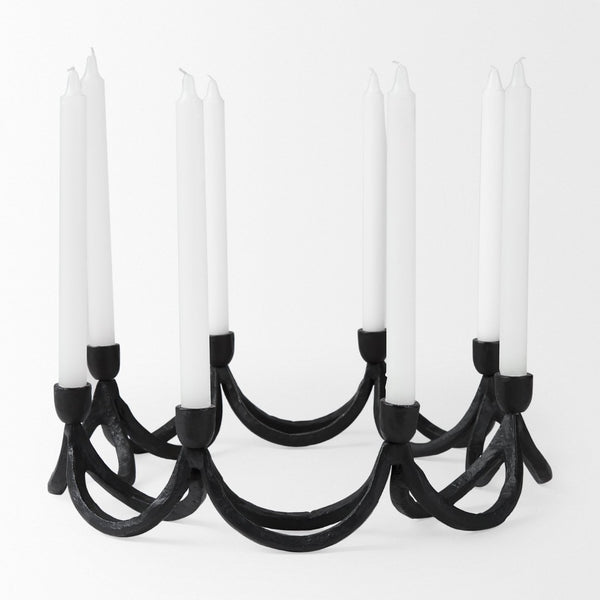 Mercana Seraph Round Candle Holder - Sculptural Iron Design for Elegant Ambiance and Stunning Table Décor 70185