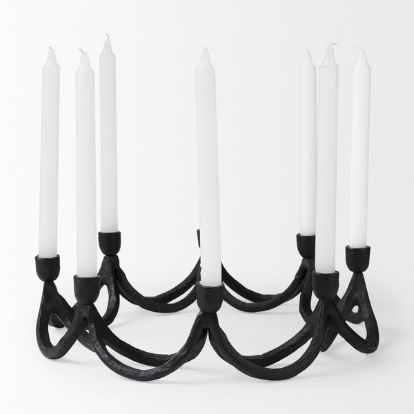 Mercana Seraph Round Candle Holder - Sculptural Iron Design for Elegant Ambiance and Stunning Table Décor 70185