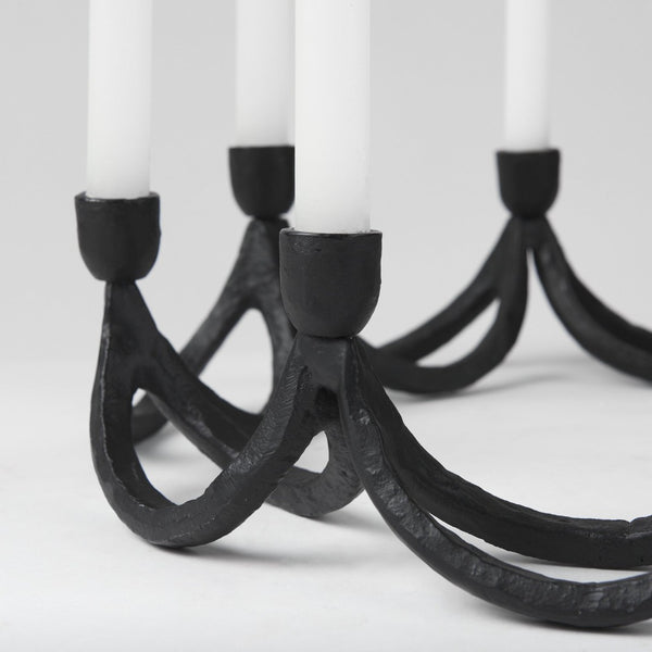 Mercana Seraph Round Candle Holder - Sculptural Iron Design for Elegant Ambiance and Stunning Table Décor 70185