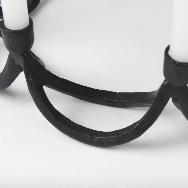 Mercana Seraph Round Candle Holder - Sculptural Iron Design for Elegant Ambiance and Stunning Table Décor 70185