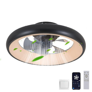 English Elm 20" Black LED Ceiling Fan Light with App & Remote, Dimmable 3000-6000K, Silent DC Motor, Reversible W1340P246417