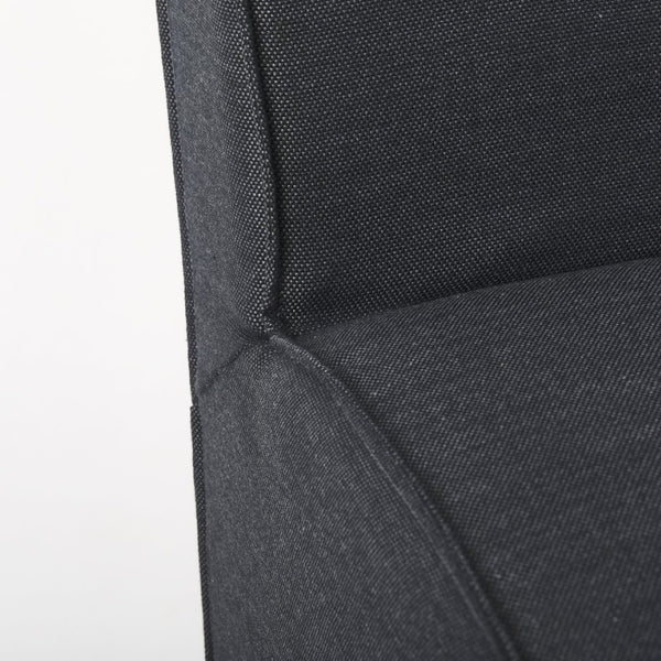 Mercana Damon Upholstered Dining Chair with Casters - Elegant Cream Fabric, Supportive Backrest & Mobility Gray Fabric 68325