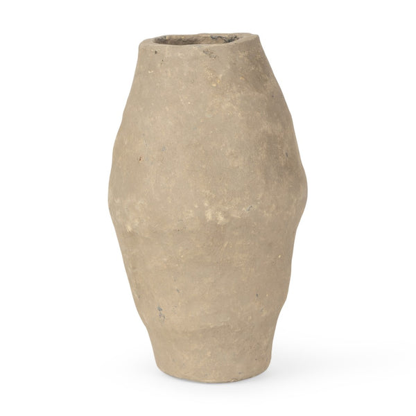 Mercana Rundal Artisanal Paper-Mâché Vase - Unique Eco-Friendly Home Accent for Minimalist Interiors Gray Paper Mache | Small 70208