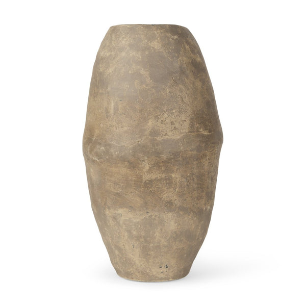 Mercana Rundal Artisanal Paper-Mâché Vase - Unique Eco-Friendly Home Accent for Minimalist Interiors Gray Paper Mache | Large 70209