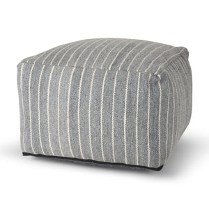 Mercana Kensie Large Blue Striped Pouf 70378