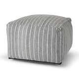 Kensie Large Blue Striped Pouf