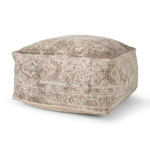 Mercana Khloe Elegant Rectangular Pouf - Soft Chenille Seating with Versatile Design for Any Room Decor Taupe | Jacquard | Large 70380