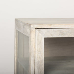 Mercana Arelius Sideboard with Glass Cabinet Doors - Stylish Storage Solution for Modern Living Spaces White Wood | Gold Metal 69295