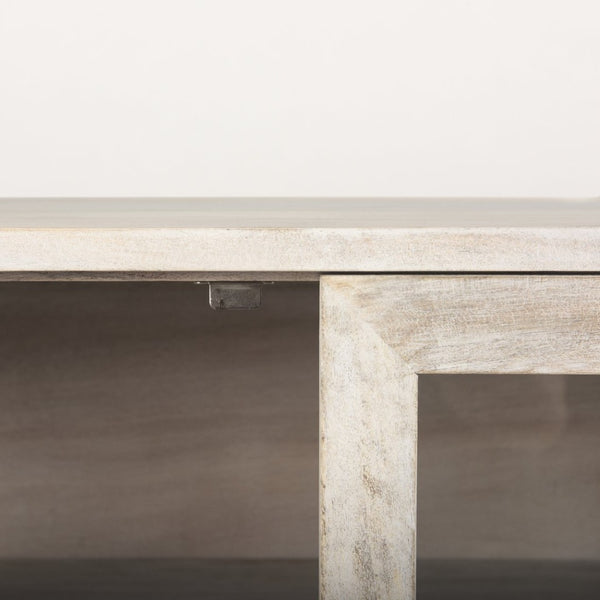 Mercana Arelius Sideboard with Glass Cabinet Doors - Stylish Storage Solution for Modern Living Spaces White Wood | Gold Metal 69295