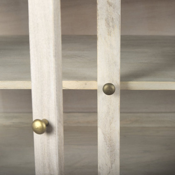 Mercana Arelius Sideboard with Glass Cabinet Doors - Stylish Storage Solution for Modern Living Spaces White Wood | Gold Metal 69295