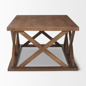 Mercana Forsey Contemporary Solid Mango Wood Coffee Table with Lattice Design – Perfect for Modern Living Spaces Medium Brown Wood 69742