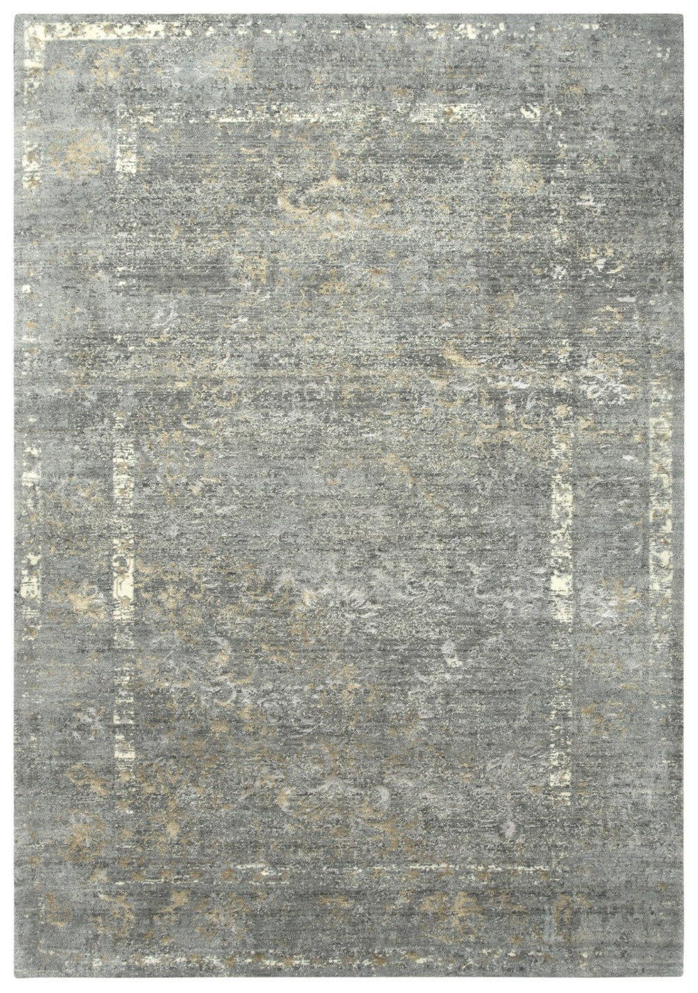 Alora Decor Essential Gray Rectangle Rug — Distressed Transitional Wool-Tencel Blend, Soft Durable Artisanal Finish 9' x 12' 00700710100330912