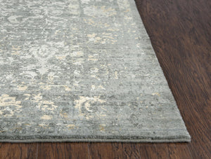Alora Decor Essential Gray Rectangle Rug — Distressed Transitional Wool-Tencel Blend, Soft Durable Artisanal Finish 9' x 12' 00700710100330912