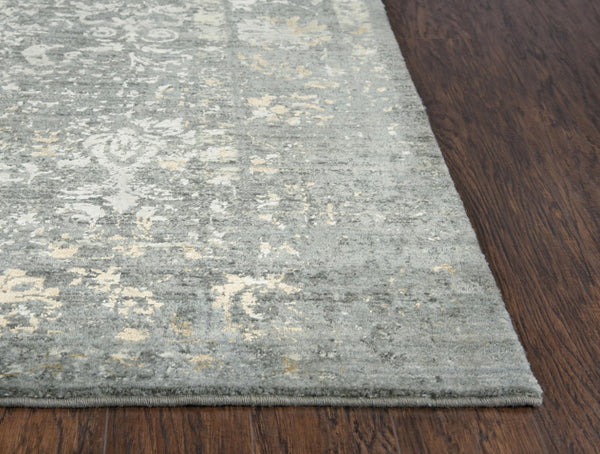 Alora Decor Essential Gray Rectangle Rug — Distressed Transitional Wool-Tencel Blend, Soft Durable Artisanal Finish 9' x 12' 00700710100330912