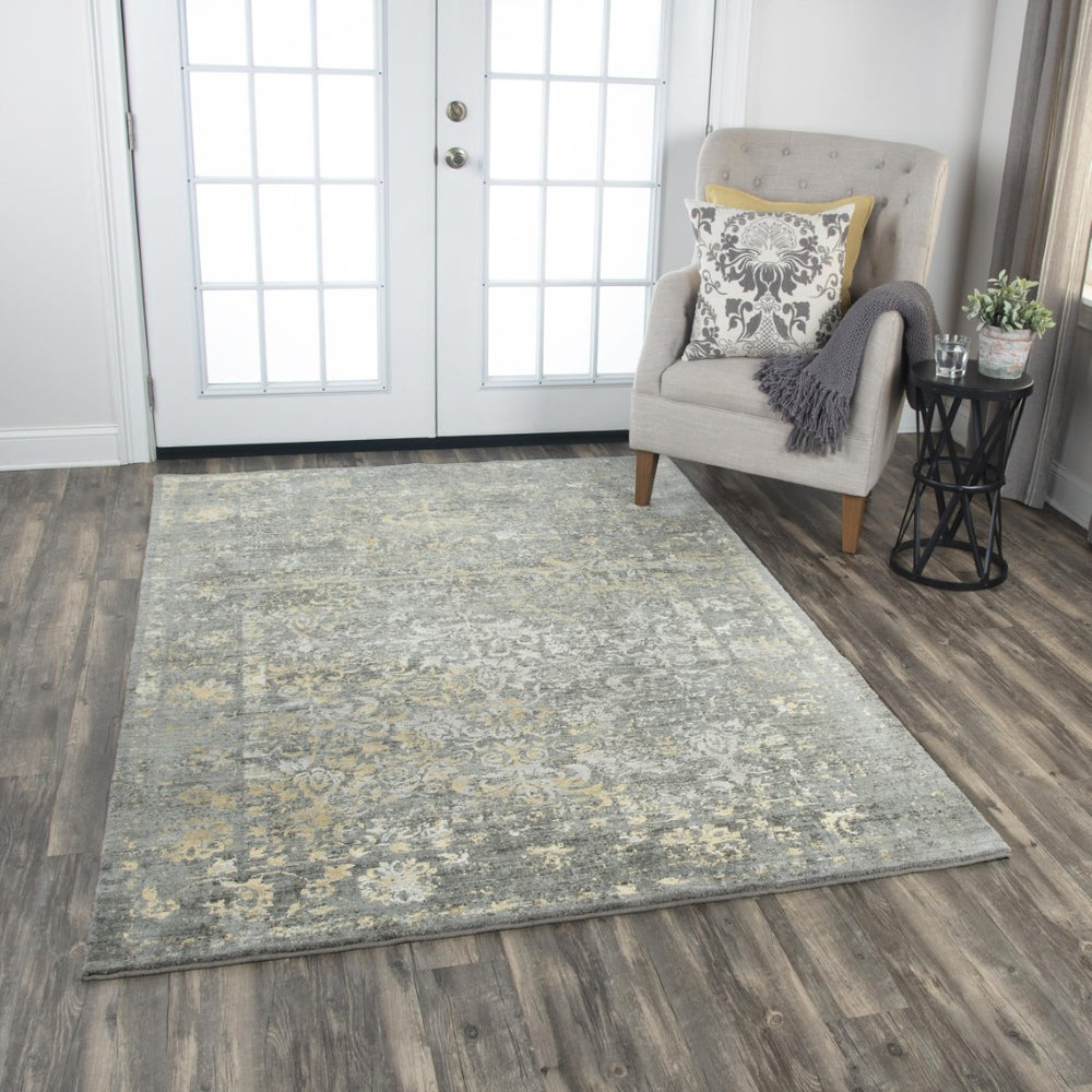 Alora Decor Essential Gray Rectangle Rug — Distressed Transitional Wool-Tencel Blend, Soft Durable Artisanal Finish 9' x 12' 00700710100330912