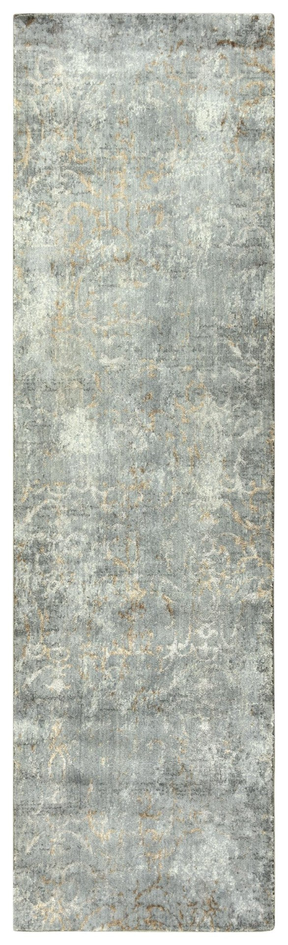 Alora Decor Essential Gray Runner Rug — Wool-Tencel Blend, Hand-Finished French Country Scrolls For Hallways 2'6" x 8' 00700710600332608