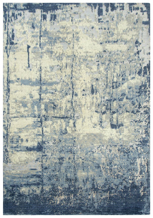 Alora Decor Essential Blue Rectangle Rug — Hand‑Knotted Look New Zealand Wool Blend With Distressed Blue‑Gray Elegance 10' x 13' 00700710700090113