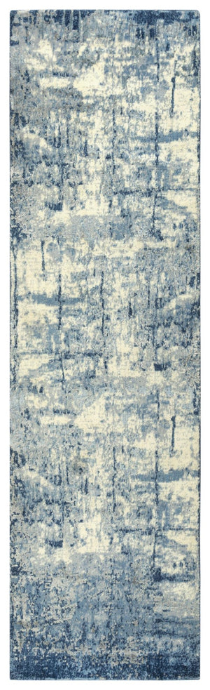 Alora Decor Essential Blue Runner Rug — Hand‑Knotted Look Wool Blend, Soft Luster, Durable Latex Backing For Halls 2'6" x 10' 00700710700092610