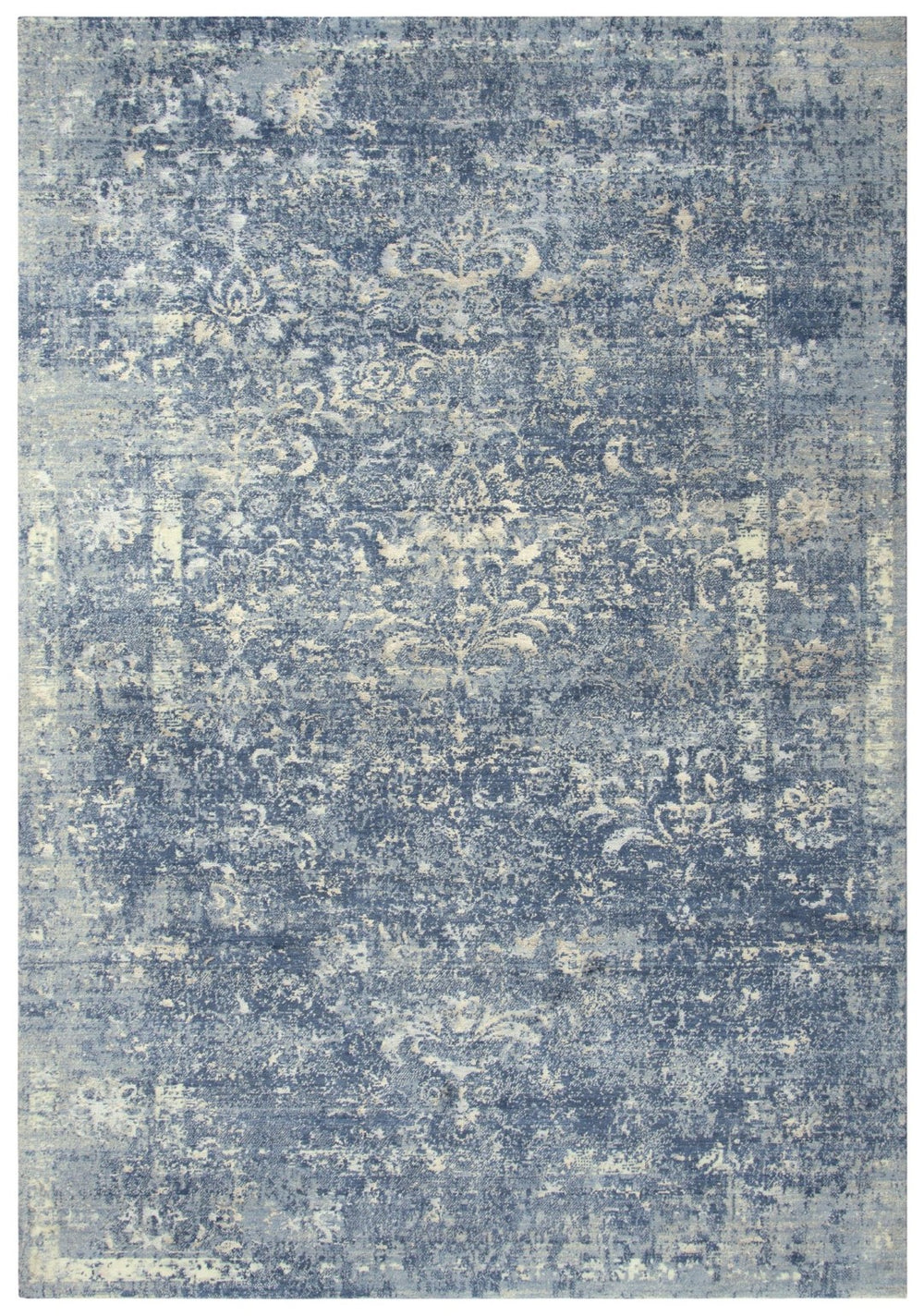 Alora Decor Essential Plush Blue Rectangle Rug With Wool-Tencel Blend, Transitional Cream Accents, Durable Comfort 9' x 12' 00700710800090912