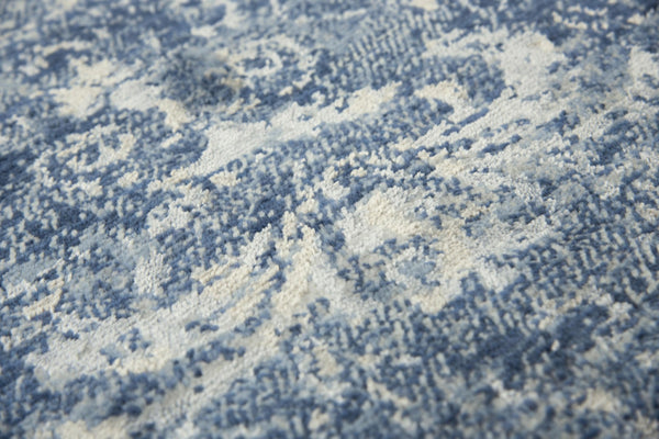 Alora Decor Essential Plush Blue Rectangle Rug With Wool-Tencel Blend, Transitional Cream Accents, Durable Comfort 9' x 12' 00700710800090912