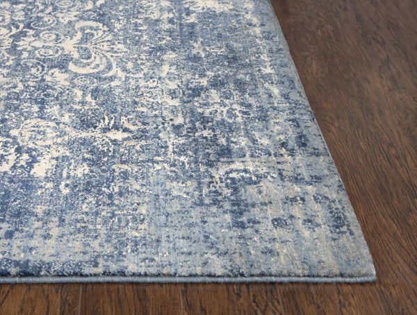 Alora Decor Essential Plush Blue Rectangle Rug With Wool-Tencel Blend, Transitional Cream Accents, Durable Comfort 9' x 12' 00700710800090912