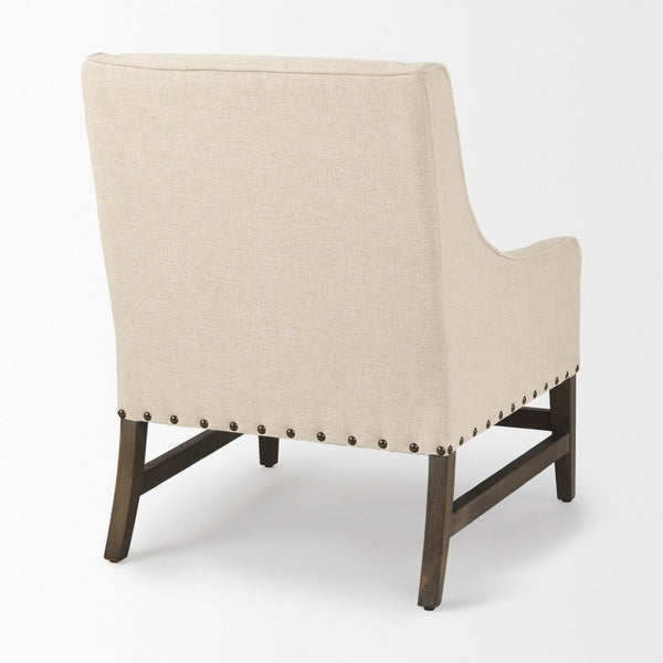 Mercana Kensington Accent Chair: Elegant Cream Linen Blend with Farmhouse Charm and Timeless Wood Craftsmanship 70243