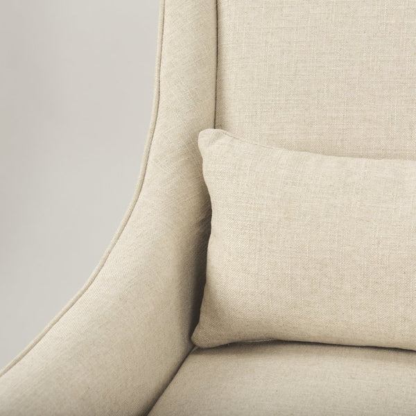 Mercana Kensington Accent Chair: Elegant Cream Linen Blend with Farmhouse Charm and Timeless Wood Craftsmanship 70243