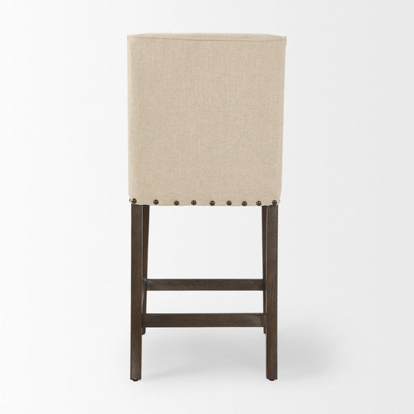 Mercana Kensington Farmhouse Counter Stool with High Back, Nailhead Trim, and Durable Linen Fabric Design 70244