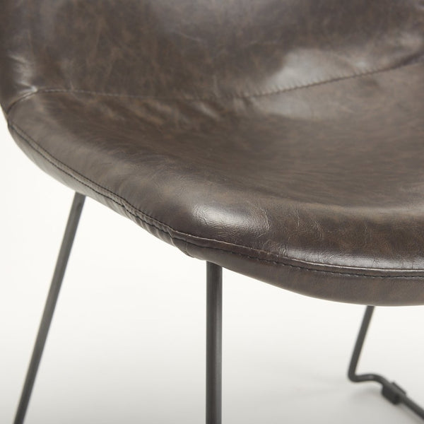 Mercana Sawyer Dining Chair Pair - Industrial-Style Slate Faux Leather with Matte Black Iron Frame Design Black Faux Leather | Black Metal  (Side Chair) 68312