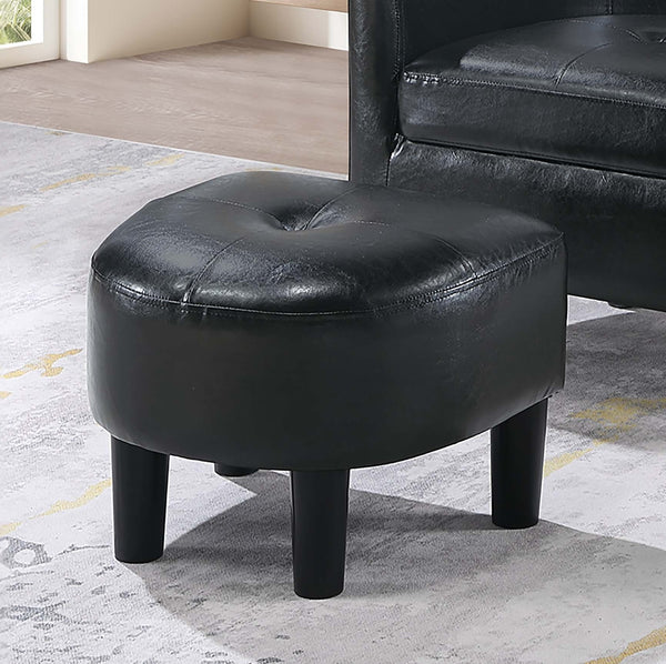 English Elm Sleek Black Faux Leather Accent Chair with Ottoman, Curved Barrel Back, Tapered Legs, Compact Comfort B011P369870
