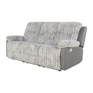 English Elm Bruni Grey Upholstered Sofa with Manual Recline, Plush 100% Polyester, Medium-Firm Foam & Fiber Fill B201P299733