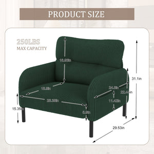 English Elm United We Win Corduroy Accent Chair Wide Seat Foam Cushion Living Room Lounge Emerald W1568P386163