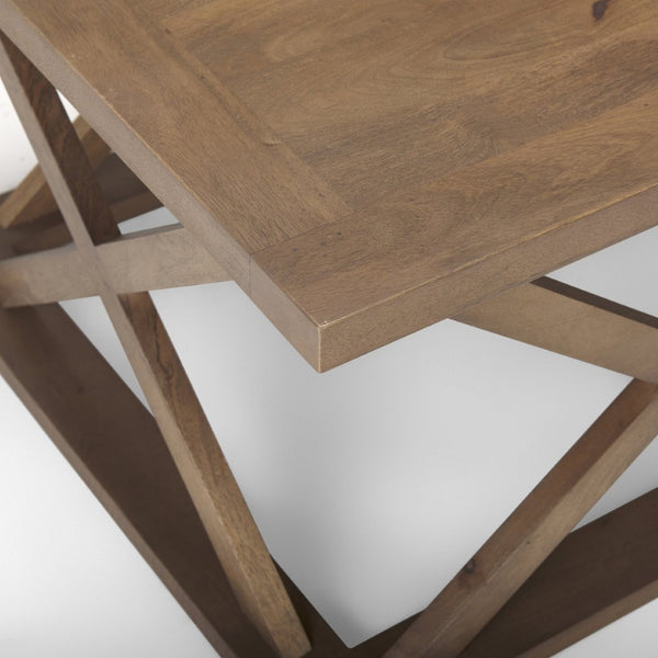 Mercana Forsey Contemporary Solid Mango Wood Coffee Table with Lattice Design – Perfect for Modern Living Spaces Medium Brown Wood 69742