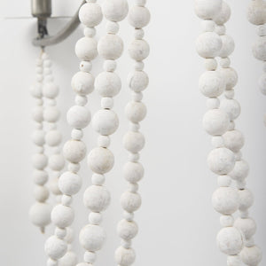 Mercana Selma Chandelier - Elegant Whitewashed Wood & Iron Design for Modern Living Spaces and Ambiance White Wood | Silver Metal 70047