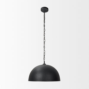 Mercana Karina Pendant Light – Stunning Hammered Dome Design in Matte Black with Luxurious Gold Interior Finish Matte Black | 24" Round 70057