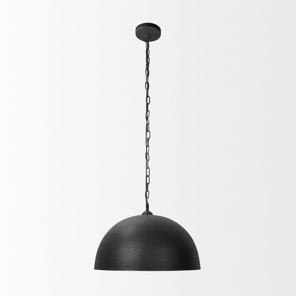 Mercana Karina Pendant Light – Stunning Hammered Dome Design in Matte Black with Luxurious Gold Interior Finish Matte Black | 24" Round 70057