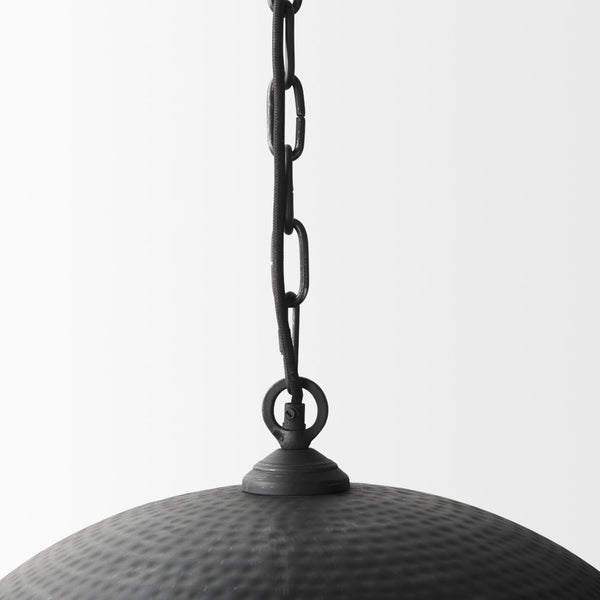Mercana Karina Pendant Light – Stunning Hammered Dome Design in Matte Black with Luxurious Gold Interior Finish Matte Black | 24" Round 70057