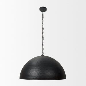 Mercana Karina Pendant Light – Stunning Hammered Dome Design in Matte Black with Luxurious Gold Interior Finish Matte Black | 36" Round 70058