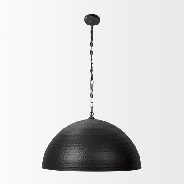Mercana Karina Pendant Light – Stunning Hammered Dome Design in Matte Black with Luxurious Gold Interior Finish Matte Black | 36" Round 70058