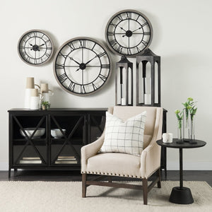 Mercana Kensington Accent Chair: Elegant Cream Linen Blend with Farmhouse Charm and Timeless Wood Craftsmanship 70243