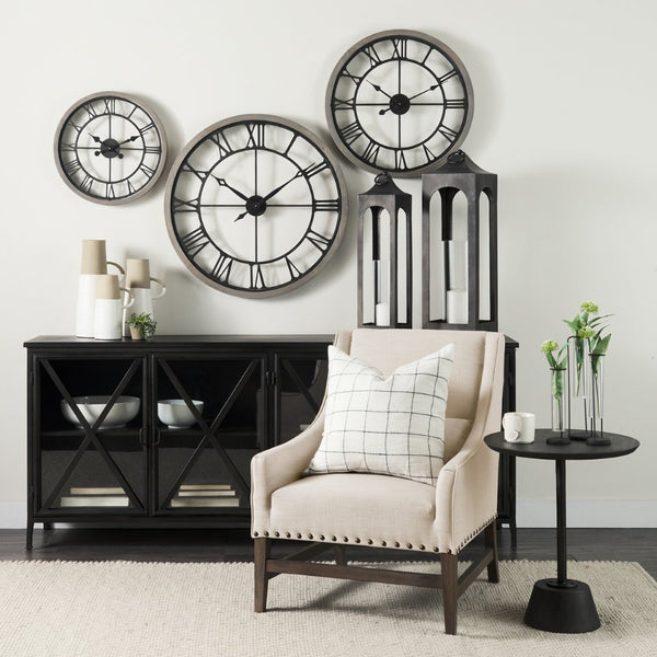 Mercana Kensington Accent Chair: Elegant Cream Linen Blend with Farmhouse Charm and Timeless Wood Craftsmanship 70243