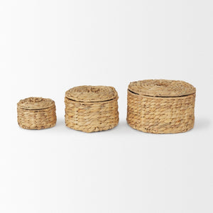 Mercana Kea Handwoven Nesting Storage Boxes with Lids for Organized Style in Any Room - Earthy Charm 70229