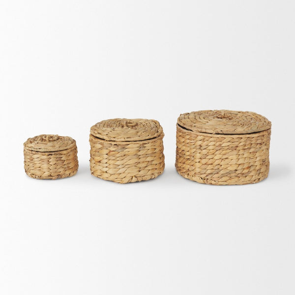 Mercana Kea Handwoven Nesting Storage Boxes with Lids for Organized Style in Any Room - Earthy Charm 70229