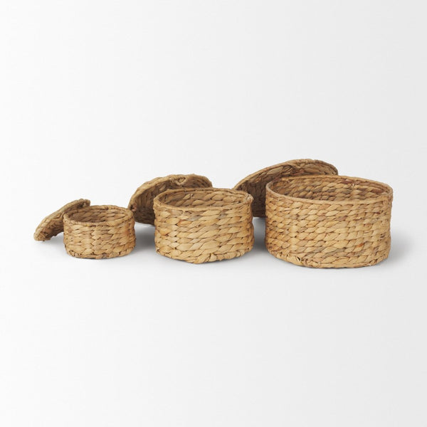 Mercana Kea Handwoven Nesting Storage Boxes with Lids for Organized Style in Any Room - Earthy Charm 70229
