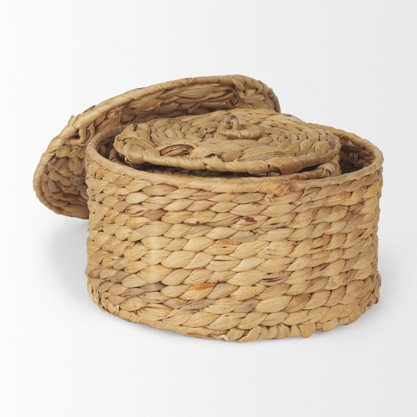 Mercana Kea Handwoven Nesting Storage Boxes with Lids for Organized Style in Any Room - Earthy Charm 70229