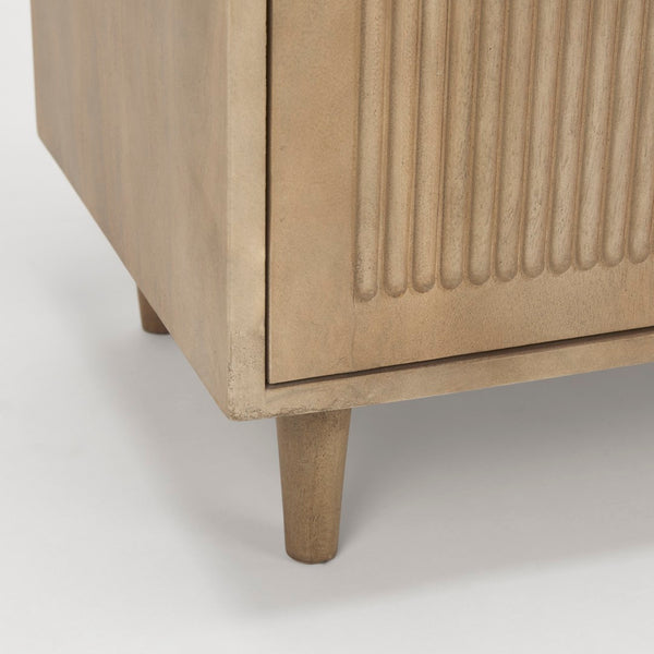 Mercana Tucker Modern Accent Cabinet with Carved Arch Pattern – Stylish Storage for Any Living Space Light Brown Wood | 2 Door 69952