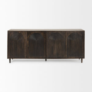 Mercana Tucker Contemporary Sideboard with Carved Arch Design - Versatile Storage for Any Living Space Dark Brown | 4-Door 69955