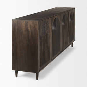 Mercana Tucker Contemporary Sideboard with Carved Arch Design - Versatile Storage for Any Living Space Dark Brown | 4-Door 69955